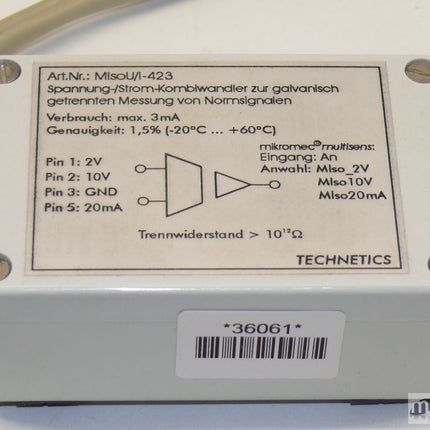 Technetics MIsoU/I-423 Spannung-/Strom-Kombiwandler
