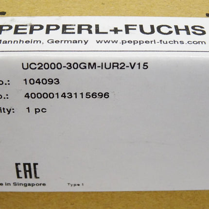 Pepperl+Fuchs Ultraschallsensor 104093 UC2000-30GM-IUR2-V15 / Neu OVP - Maranos.de
