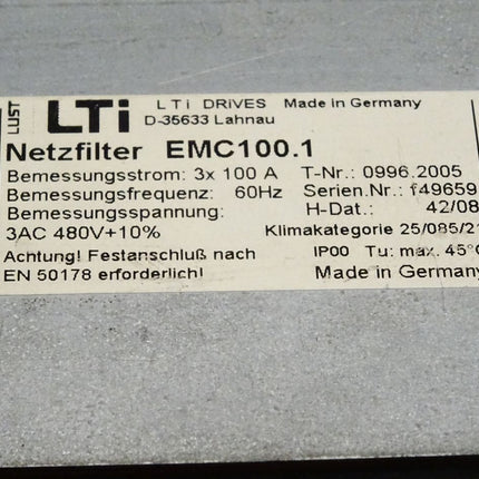 Lust LTI drives Netzfilter EMC100.1 / 3x 100A