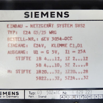 Siemens 6EV3054-0CC Einbau-Netzgerät System SVS2