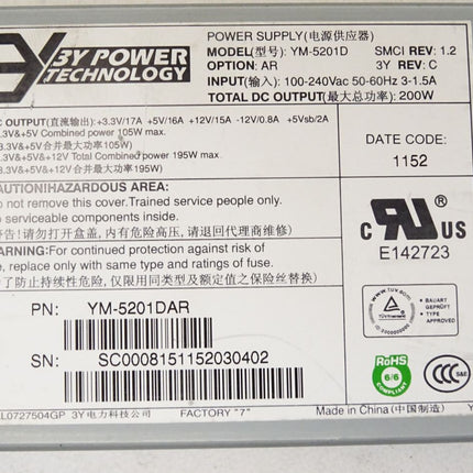 3Y YM-5201D Power Supply 200W - Maranos.de