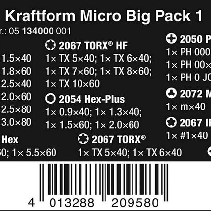 Wera Kraftform Micro Big Pack 1 Elektroniker-Schraubdrehersatz 05134000001 - Maranos.de