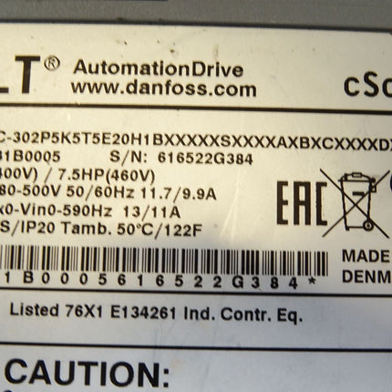Danfoss VLT Automation Drive 131B0005 FC-302P5K5T5E20H1 Frequenzumrichter 5.5kW - Maranos.de