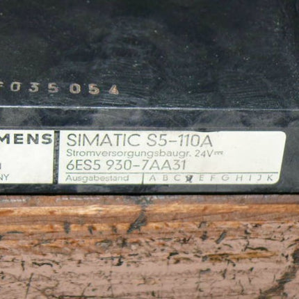 Siemens Simatic S5 6ES5 930-7AA31 / 6ES5930-7AA31 Ausgabestand: D