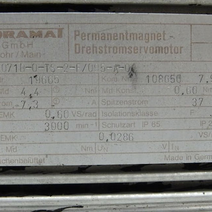 Indramat MAC071B-0-TS-2-F/095-A-0 Servomotor Motor 3000/min
