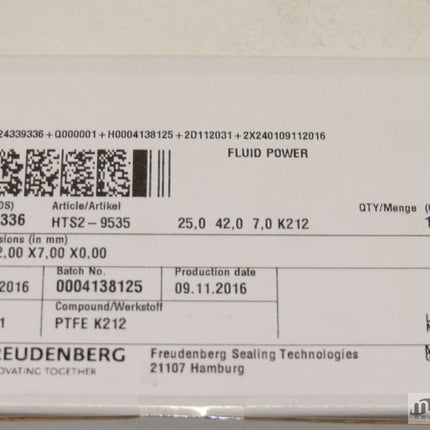 NEU-OVP Freudenberg HTS2-9535 Radiamatic® HTS 2 PTFE-Wellendichtring