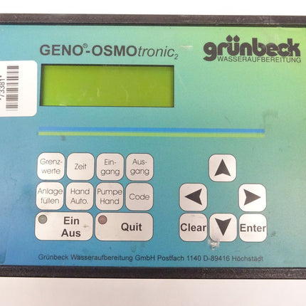 Grünbeck GENO-OSMOtronic MK10 Wasseraufbereitung Bedienpanel