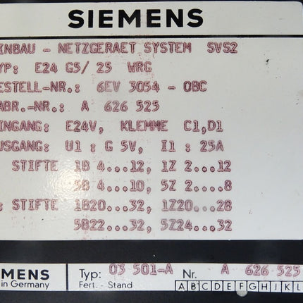 Siemens 6EV3054-0BC Einbau-Netzgerät SVS2