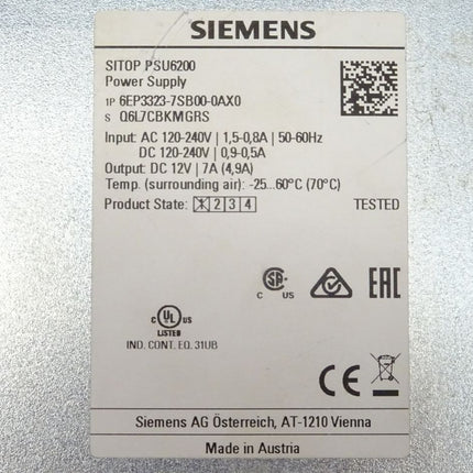 Siemens SITOP PSU6200 1PH DC 12V/7A 6EP3323-7SB00-0AX0 / 6EP3323-7SB00-0AX0 NEU-OVP