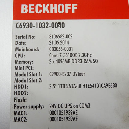 Beckhoff C6930-1032-0040 / Schaltschrank-Industrie-PC