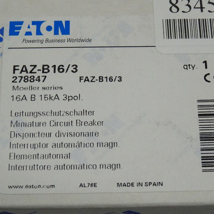Moeller FAZ-B16/3 Leistungsschutzschalter neu-OVP