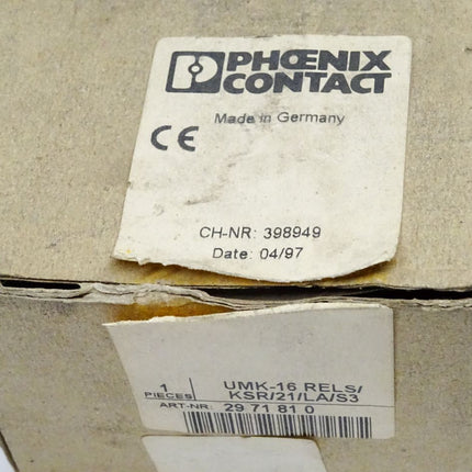 Phoenix Contact 2971810 / UMK-16 RELS/KSR/21/LA/S3 / Neu OVP