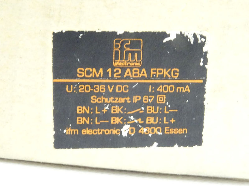 IFM Electronic SCM 12 ABA FPKG Sensor 20-36VDC Strömungswächter SCM12ABAFPKG