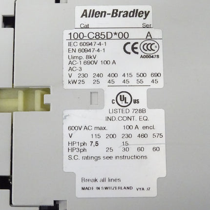 Allen Bradley 100-C85D*00 Schutzschalter Schütz