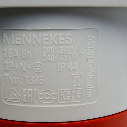 Mennekes Wandsteckdose 16A-6h 1385 3P+N+E 5-polig  / Neu - Maranos.de