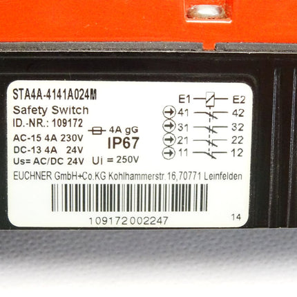 Euchner STA4A-4141A024M Safety Switch 109172 Sicherheitsschalter