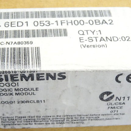 Siemens LOGO! 6ED1053-1FH00-0BA2 6ED1 053-1FH00-0BA2 Neu OVP versiegelt