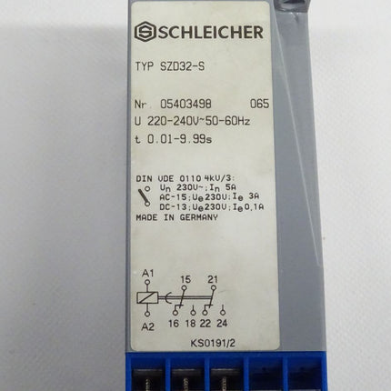 Schleicher SZD32-S Zeitrelais 0,01-9,99sec Zeitschaltuhr 05403498 neu-OVP