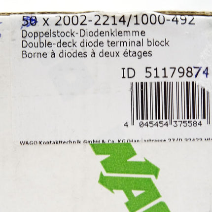 Wago Doppelstock-Diodenklemme 2002-2214/1000-492 / Inhalt : 36 Stück / Neu OVP