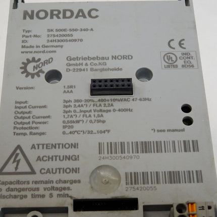 Nordac Frequenzumrichter SK500E-550-340-A 0.55kW - Maranos.de