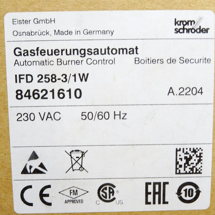 Kromschröder Elster Gasfeuerungsautomat IFD258-3 /1W 84621610  / Neu OVP - Maranos.de