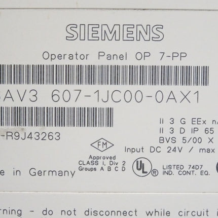 Siemens Backcover Rückschale Panel OP7-PP 6AV3607-1JC00-0AX1 6AV3 607-1JC00-0AX1 - Maranos.de