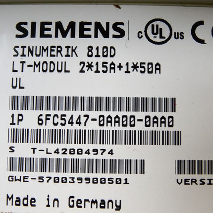 Siemens Sinumerik 810D LT-Modul 2x15A+1x50A 6FC5447-0AA00-0AA0 Version B - Maranos.de