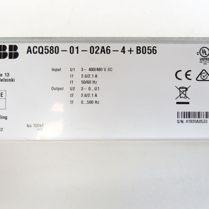 ABB Frequenzumrichter 2.6/2.1A 400/480V AC 50/60Hz 0...500Hz ACQ580-01-02A6-4 + B056 / Neu