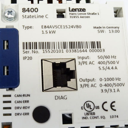 Lenze 8400 StateLine C Frequenzumrichter E84AVSCE1524VB0 1.5kW - Maranos.de