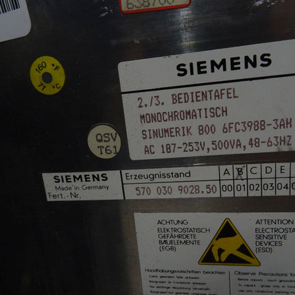 Siemens 6FC3988-3AH Bedientafel Gehäuse 6FC3 988-3AH leer