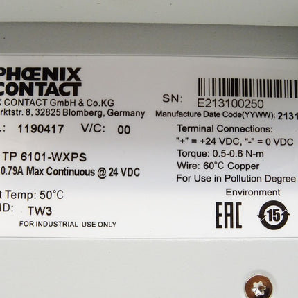 Phoenix Contact 1190417 TP 6101-WXPS Touchpanel