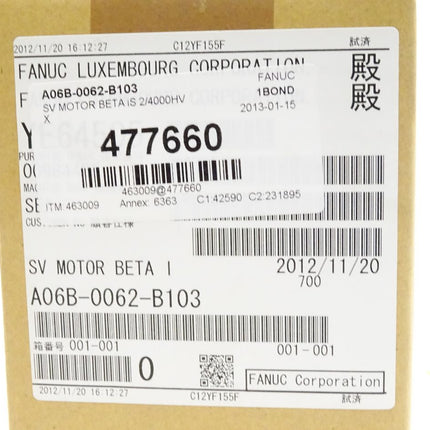 Fanuc A06B-0062-B103 / Servomotor BETA iS 2/4000HV / Neu OVP versiegelt