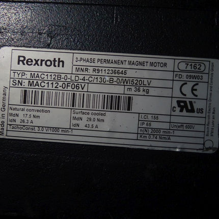 Rexroth Indramat MAC112B-0-LD-4-C/130-B-0/WI520LV Servomotor / R911236645 Top