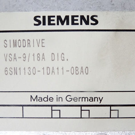 Siemens Simodrive VSA-9/18A DIG 6SN1130-1DA11-0BA0 LT-Modul INT. 25A 6SN1123-1AA00-0BA0