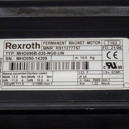 Rexroth Indramat MHD090B-035-NG-UN Permanent Magnet Motor R911277757