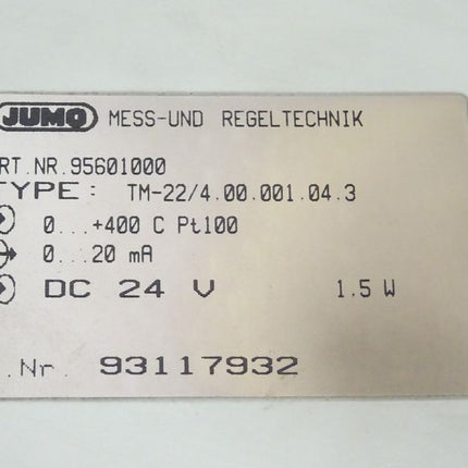 Jumo Transmittor Typ TM-22 / 4 .00.001.04.3 / DC 24V