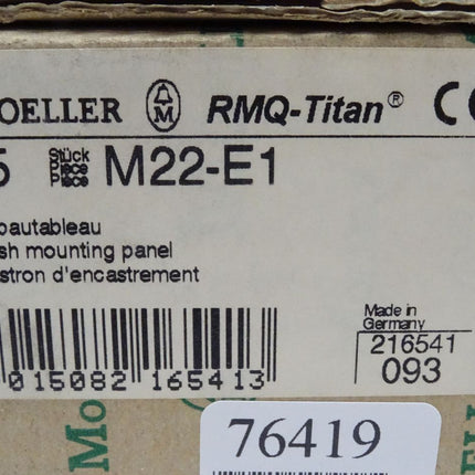 Moeller M22-E1 RMQ 5 Stück 216541 Titan Einbautableau Flush Mounting panel NEU-OVP