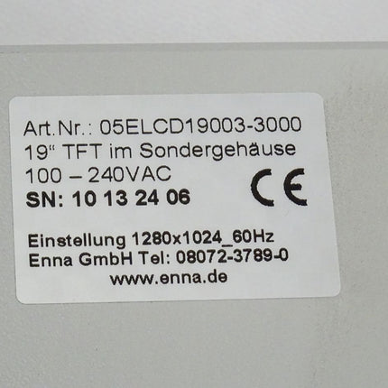Enna 05ELCD19003-3000 19" TFT Industrie Panel 100-240VAC
