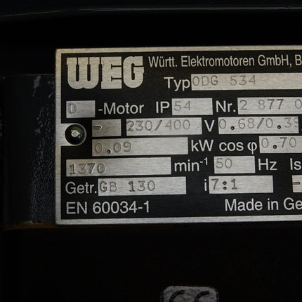 WEG 0DG534 ODG534 D-Motor Drehstrom-Getriebemotor GB-130 1370min-1 i 7:1 0.09kW / Neu - Maranos.de