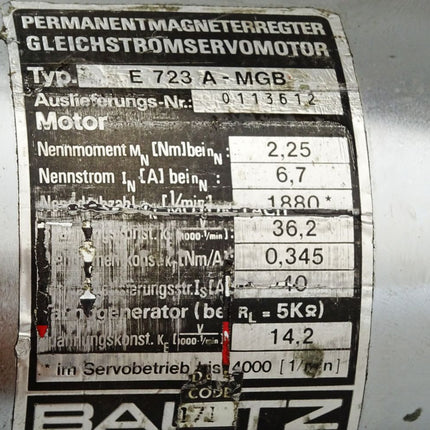 Bautz Gleichstromservomotor Servomotor E723A-MGB 1880/4000 min-1