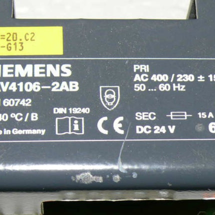 SIEMENS Simatic Trafo 4AV4106-2AB 400/230V 15V / GLEICHRICHTERGERAET / 1-Phase