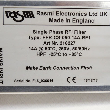 Rasmi Electronics Single Phase RFI Filter FFR-CS-050-14A-RF1 216227 - Maranos.de