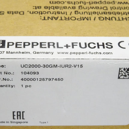 Pepperl+Fuchs Ultraschallsensor 104093 UC2000-30GM-IUR2-V15 / Neu OVP - Maranos.de