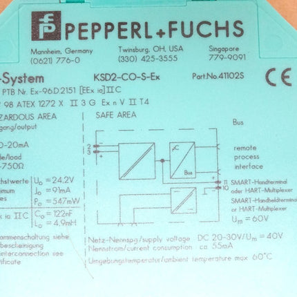 Pepperl+Fuchs K-System KSD2-CO-S-Ex / 41102 S / Neu OVP