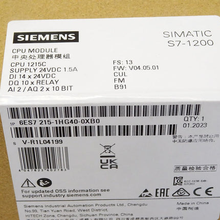 Siemens CPU1215C 6ES7215-1HG40-0XB0 / 6ES7 215-1HG40-0XB0 / Neu OVP versiegelt