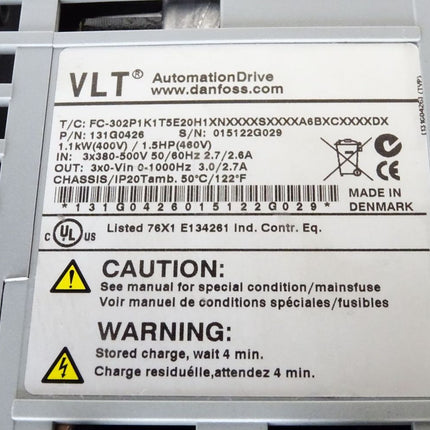 Danfoss VLT® AutomationDrive 131G0426 FC-302P1K1T5 FC-302P1K1T5E20H1 Frequenzumrichter 1.1kW - Maranos.de