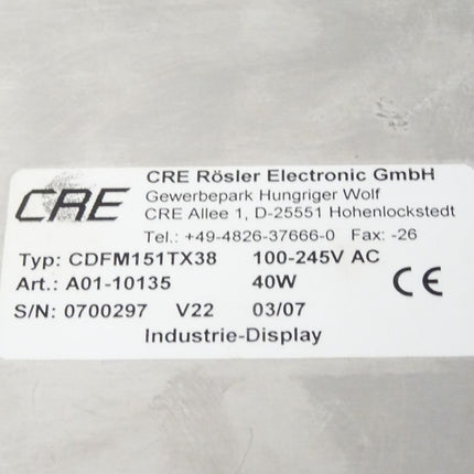 CRE Rösler CDFM151TX38 / A01-10135 / 100-245V AC, 40W / Industrie Display