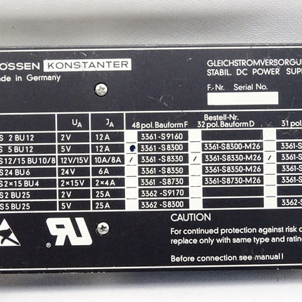Gossen Konstanter Einschubkarte S63S5BU12 S63S 5BU12 5V 12A 3361-S8300 3361-S8300-M26 3361-S8300-S76 - Maranos.de