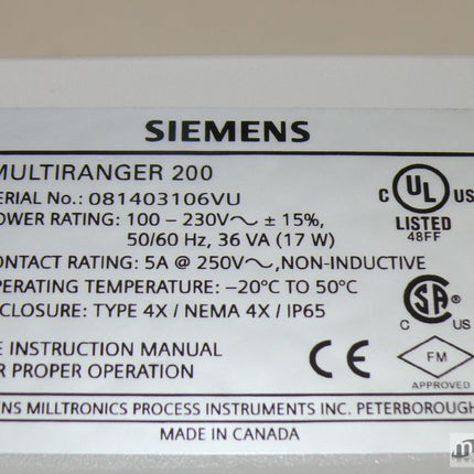 Siemens 7ML5033-2CA101A MultiRanger 200 Controller 7ML5 033-2CA101A