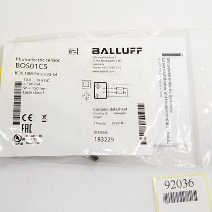 Balluff Photoelectric Sensor BOS01C5 BOS 18M-PA-LH23-S4 / Neu OVP